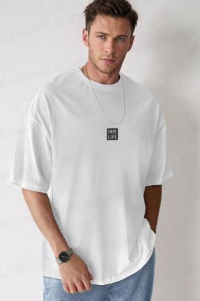 تی شرت سفید مردانه اورسایز یقه گرد پنبه (نخی) تکی پوشاک ورزشی کد 811123390