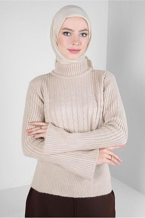 روسری بژ پلی استر Alvina - کد 792004938