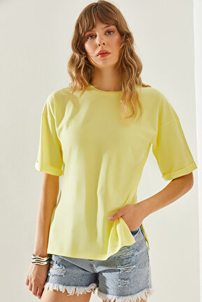 تیشرت زرد زنانه بیسیک Bianco Lucci - کد 829699201