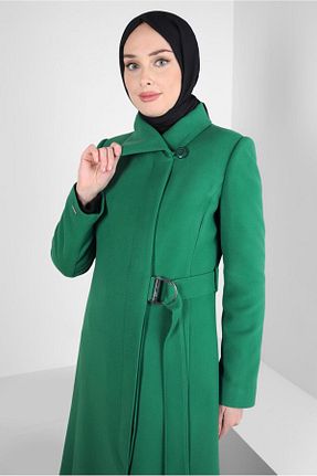 پالتو پشمی حجاب سبز زنانه رگولار Alvina - کد 789854253