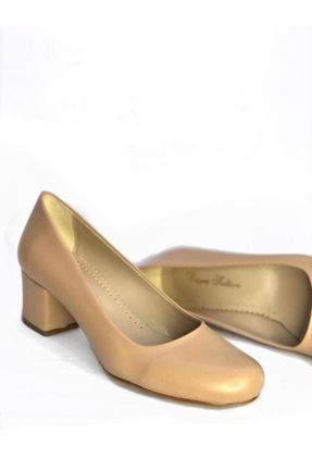کفش پاشنه بلند کلاسیک بژ زنانه پاشنه ضخیم پاشنه متوسط ( 5 - 9 cm ) کد 355293032