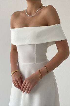 لباس سفید زنانه بافتنی vuvutasarım - کد 809686521
