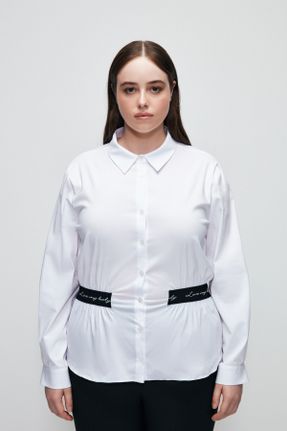 پیراهن سفید زنانه Fitted یقه مردانه کد 772111196