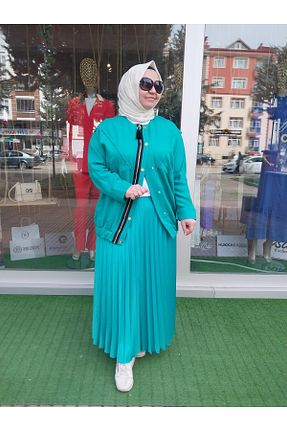 کت بلیزر فیروزه ای زنانه پلی استر hukka design - کد 787524367