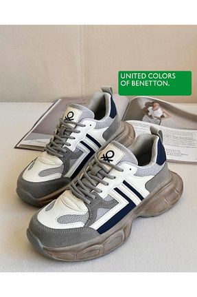 کفش اسنیکر طوسی زنانه بند دار United Colors of Benetton - کد 822163007
