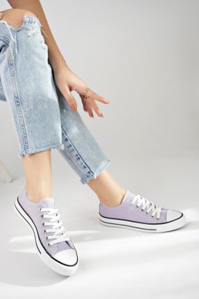 کفش اسنیکر بنفش زنانه بند دار پارچه نساجی کد 802091935