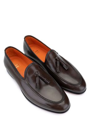 کفش لوفر قهوه ای مردانه چرم طبیعی پاشنه کوتاه ( 4 - 1 cm ) کد 829923775
