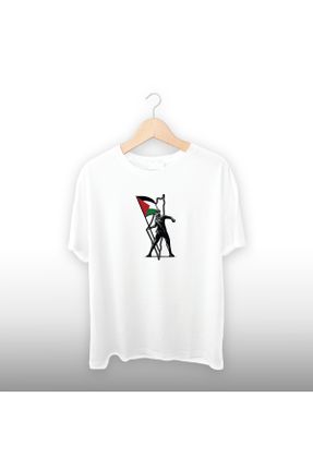تی شرت سفید زنانه رگولار پنبه - پلی استر کد 829936425
