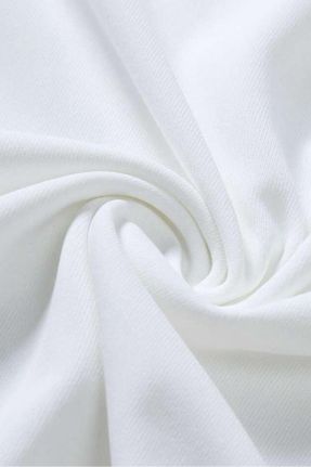 تی شرت سفید زنانه یقه گرد پنبه (نخی) رگولار تکی طراحی کد 810600879