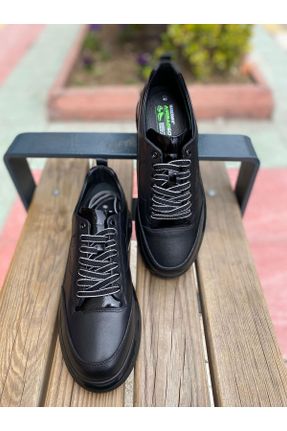 کفش کژوال مشکی مردانه چرم طبیعی پاشنه کوتاه ( 4 - 1 cm ) پاشنه ساده کد 830016981