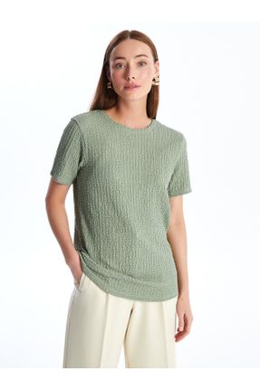 تی شرت سبز زنانه رگولار یقه گرد کد 830302896