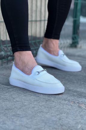کفش کلاسیک سفید مردانه پارچه نساجی پاشنه کوتاه ( 4 - 1 cm ) پاشنه ساده کد 830310009