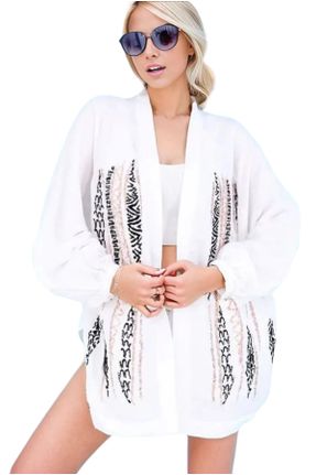 کیمونو سفید زنانه بافتنی کد 827685501