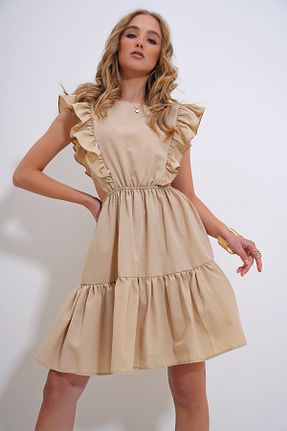 لباس بژ زنانه بافتنی Trend Alaçatı Stili - کد 829290849