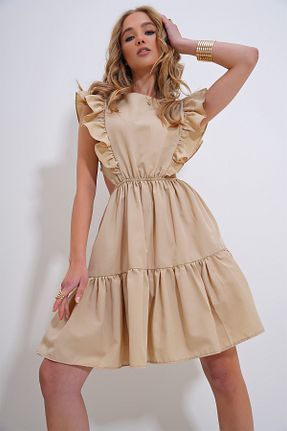لباس بژ زنانه بافتنی Trend Alaçatı Stili - کد 829290849