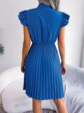 لباس آبی زنانه بافتنی کرپ راحت آستین-کوتاه کد 829961536