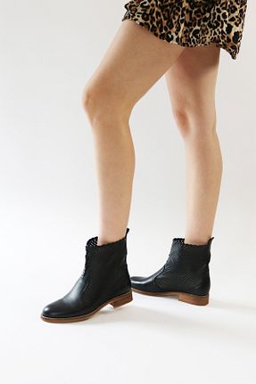 بوت / نیم بوت مشکی زنانه چرم خالص Elile Shoes - کد 829777508