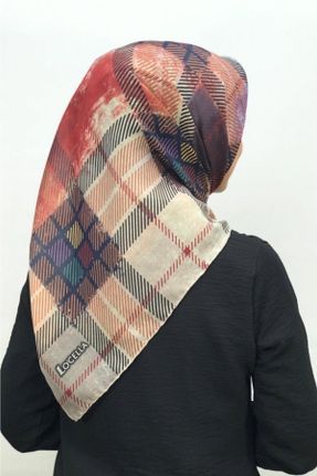 روسری طوسی پنبه (نخی) 90 x 90 طرح هندسی کد 740078611
