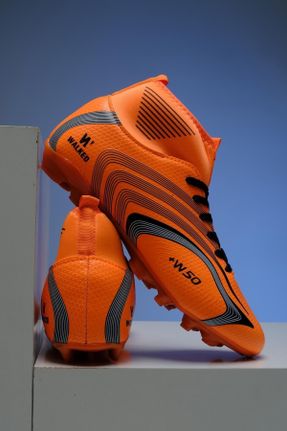 کفش فوتبال چمن مصنوعی نارنجی مردانه چرم مصنوعی کد 672104147