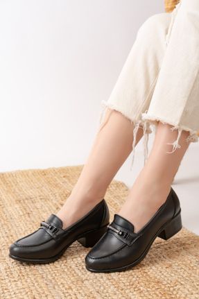 کفش کژوال مشکی زنانه چرم طبیعی پاشنه کوتاه ( 4 - 1 cm ) پاشنه پر کد 809485064