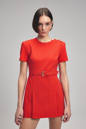 لباس قرمز زنانه بافتنی Fitted کد 813442967