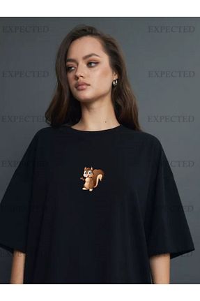 تیشرت مشکی زنانه اورسایز EXPECTED - کد 826423950