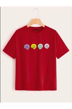 تی شرت قرمز بچه گانه ریلکس یقه گرد تکی کد 829836389