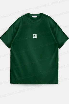 تی شرت سبز مردانه اورسایز یقه گرد پنبه (نخی) تکی پوشاک ورزشی کد 821206660