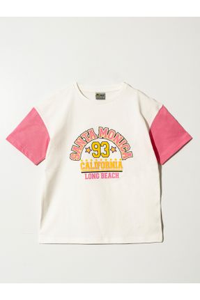 تی شرت صورتی بچه گانه یقه گرد رگولار تکی طراحی کد 829975936