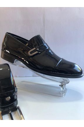 کفش کلاسیک مشکی مردانه چرم لاکی ZENGİNOĞLU - کد 830086159