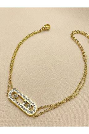 دستبند استیل طلائی زنانه فولاد ( استیل ) کد 830081341