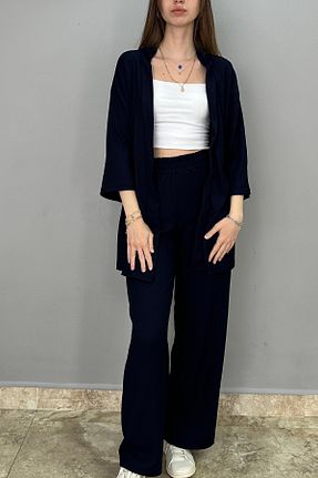 ست بالاتنه و پائین تنه سرمه ای زنانه بافت Tam Moda - کد 830302137
