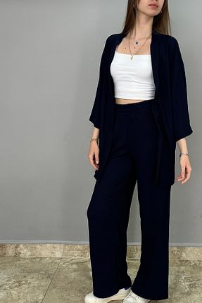 ست بالاتنه و پائین تنه سرمه ای زنانه بافت Tam Moda - کد 830302137