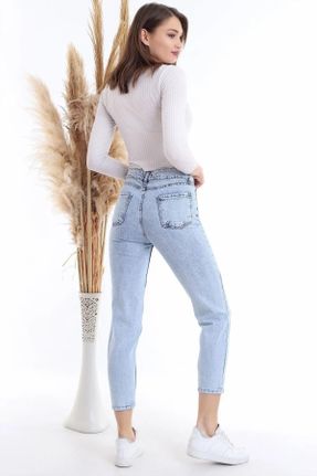 شلوار جین طوسی زنانه پاچه گشاد فاق بلند جوان بلند کد 830357368