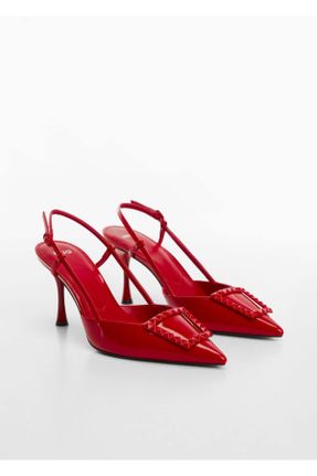 کفش پاشنه بلند کلاسیک قرمز زنانه پارچه نساجی پاشنه کوتاه ( 4 - 1 cm ) پاشنه نازک کد 799868699