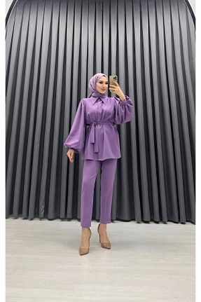 ست بالاتنه و پائین تنه بنفش زنانه بافتنی bezenstore - کد 830389154