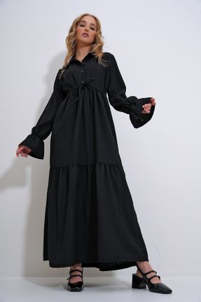 لباس مشکی زنانه بافتنی پنبه - پلی استر رگولار کد 829293049