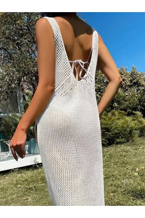 لباس سفید زنانه بافتنی راحت پوشاک ساحلی کد 829925266