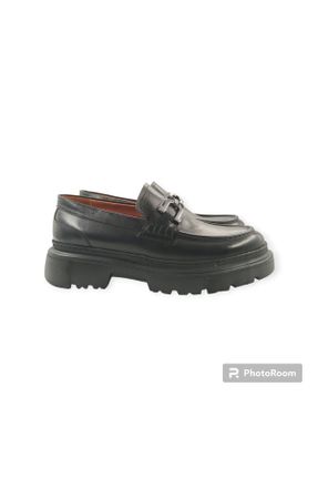 کفش لوفر مشکی مردانه چرم طبیعی پاشنه متوسط ( 5 - 9 cm ) کد 815944577