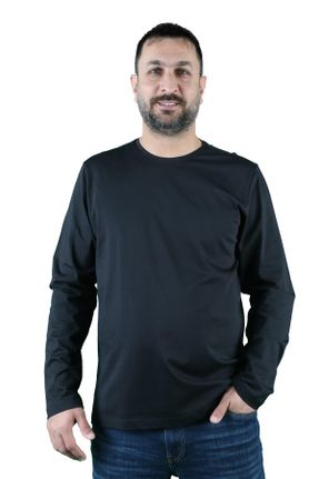 تی شرت مشکی مردانه اورسایز یقه گرد کد 822333695