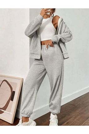 ست بالاتنه و پائین تنه طوسی زنانه بافت LAND MODA - کد 830107040