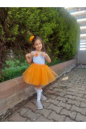 ست بالاتنه و پائین تنه نارنجی بچه گانه بافت canicho - کد 829702376