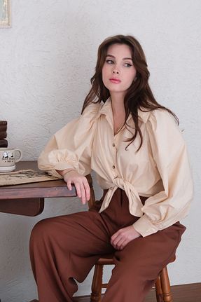 پیراهن حجاب بژ زنانه کراپ ceylan otantik - کد 783500187