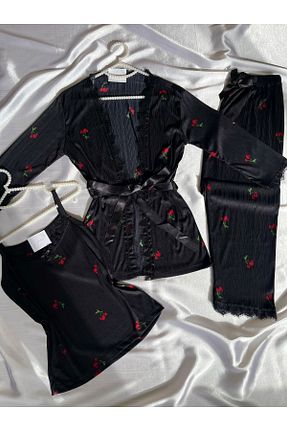 ست لباس راحتی مشکی زنانه طرح دار Pijamacs - کد 826047953
