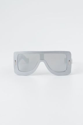 عینک آفتابی مشکی زنانه 55 UV400 پلاستیک آینه ای مستطیل کد 830109088