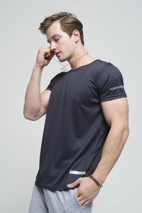 تی شرت سرمه ای مردانه اسلیم فیت یقه گرد تکی پوشاک ورزشی کد 245250612