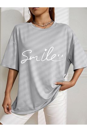 تیشرت طوسی زنانه رگولار LAND MODA - کد 830108484