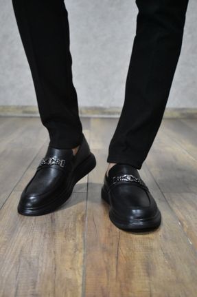 کفش کژوال مشکی مردانه چرم طبیعی پاشنه کوتاه ( 4 - 1 cm ) پاشنه ضخیم کد 825882834