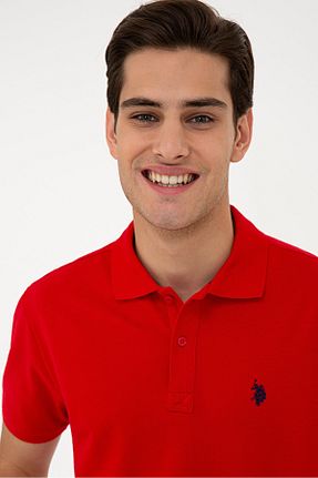 پولوشرت قرمز مردانه پنبه ای U.S. Polo Assn. - کد 117995303