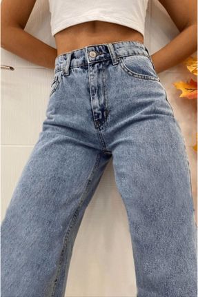 شلوار جین آبی زنانه پاچه گشاد جین جوان کد 119391497
